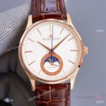 Copy Jaeger-LeCoultre Master Moon Watch Automatic Brown Leather Strap